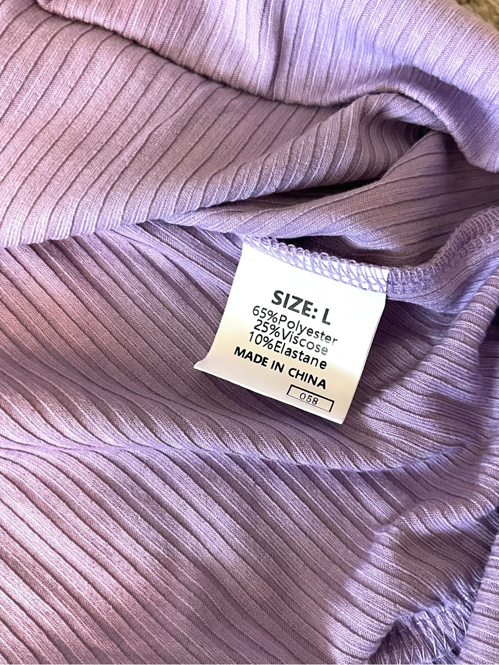 Women’s Lavender Ribbed 3/4 Length Puff-Sleeve Top | Size Large - Picture 6 of 6